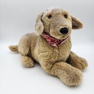 Vintage Dakin Huggables Gordie Dog Plush 12" Brown Floppy Beanie Lays Flat Toy